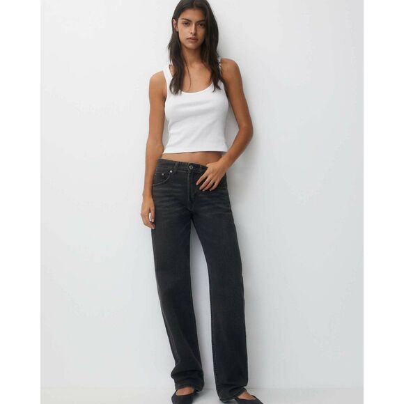 Pull & Bear Denim - NWT black Pull & Bear Mid Waist Straight Leg Jeans Size 0